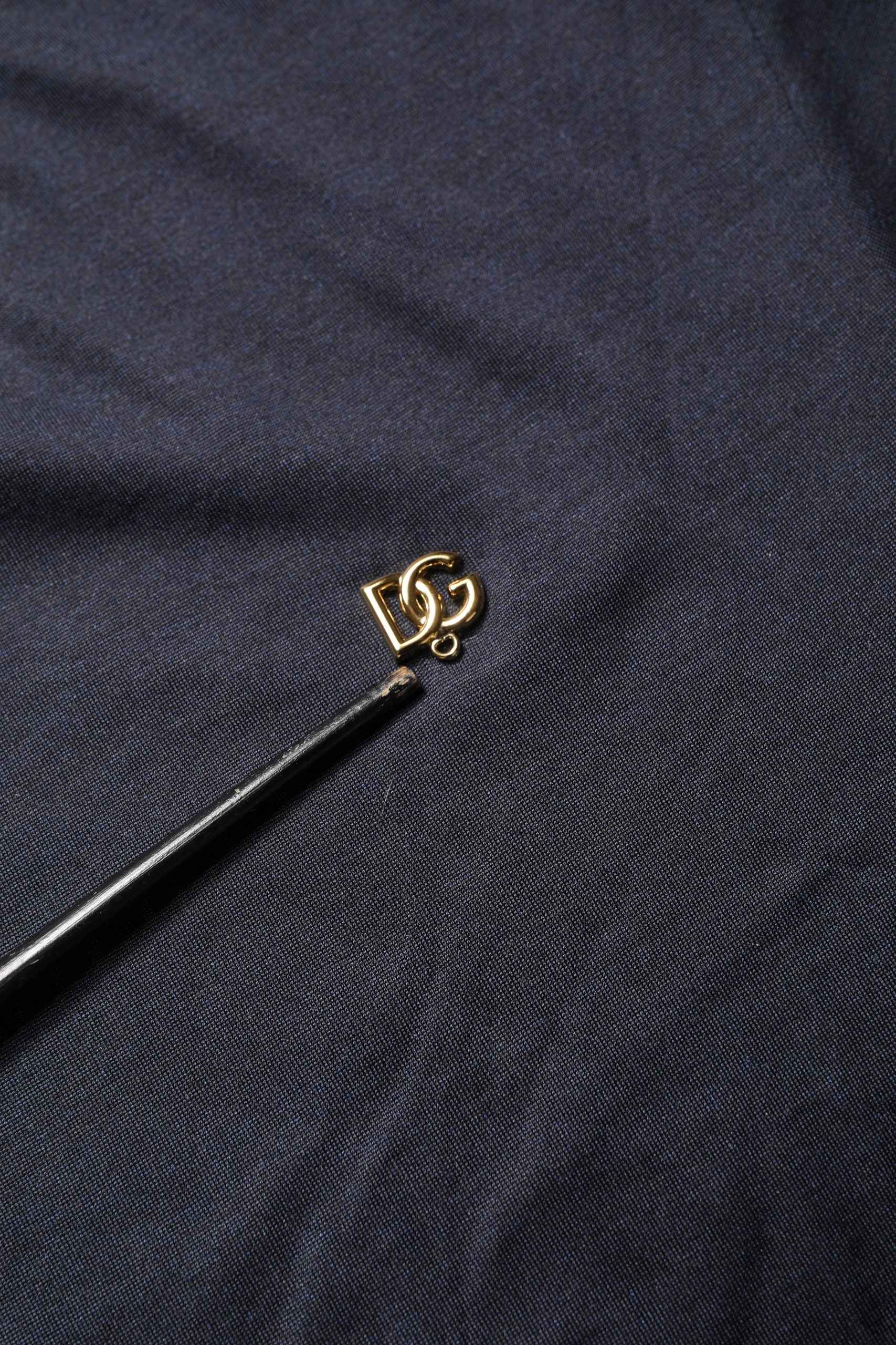 Dark Blue DG Logo Silk Men Crew Neck T-shirt
