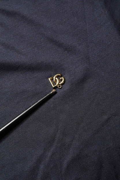 Dark Blue DG Logo Silk Men Crew Neck T-shirt