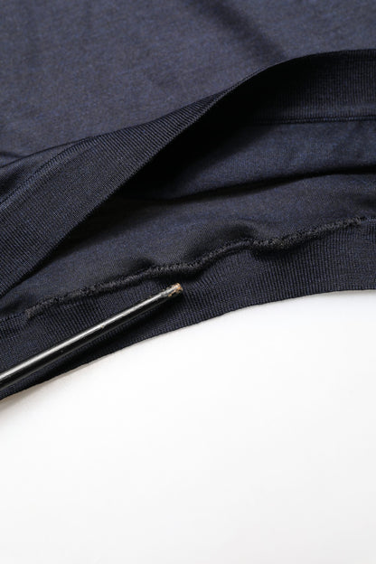 Dark Blue DG Logo Silk Men Crew Neck T-shirt