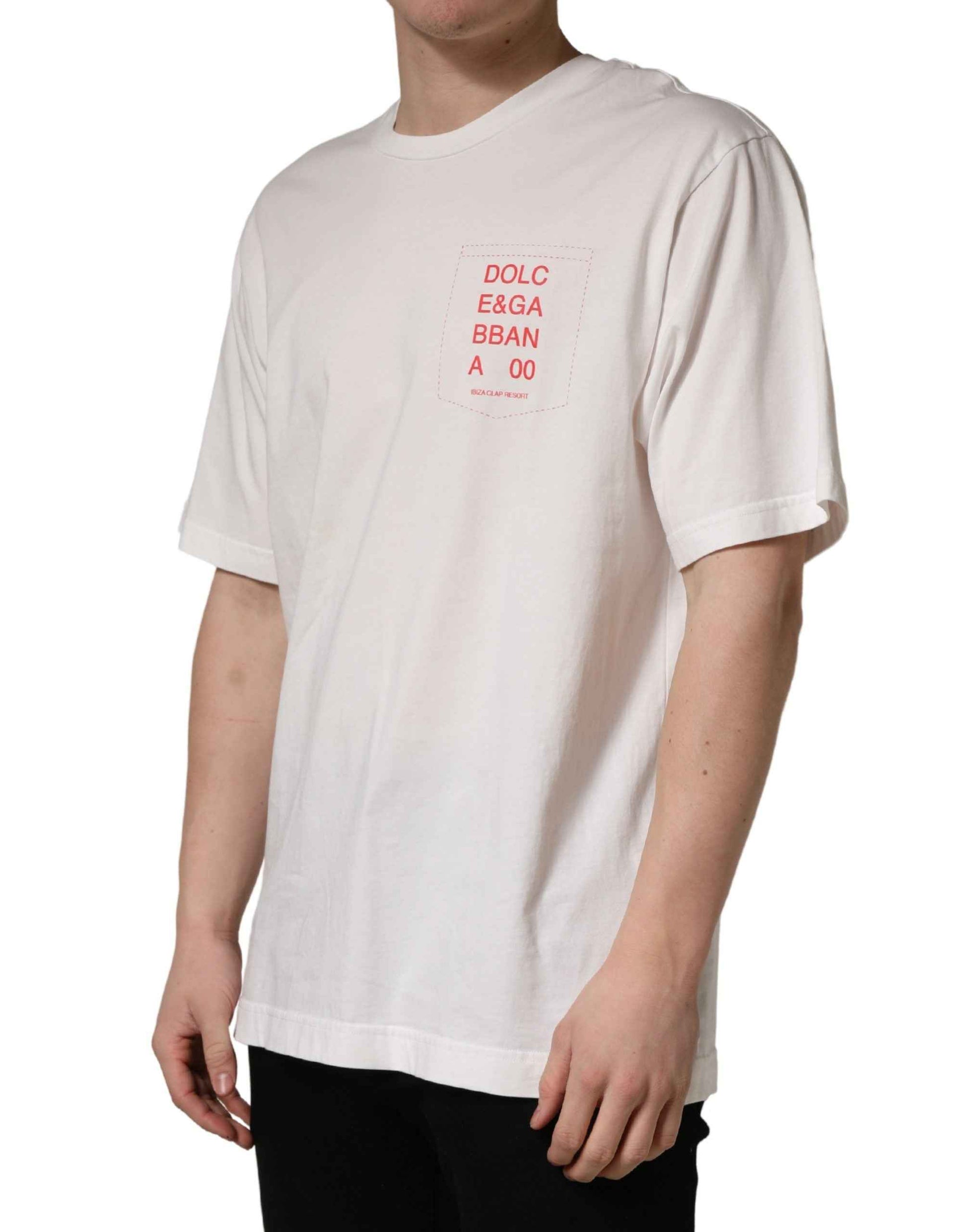 White Graphic Print Cotton Crew Neck  T-shirt