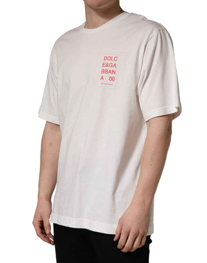 White Graphic Print Cotton Crew Neck  T-shirt