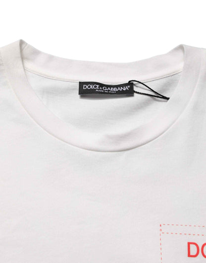 White Graphic Print Cotton Crew Neck  T-shirt