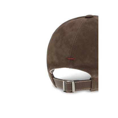 Brown Calf Leather Bos Taurus Cap (Baseball Hat)