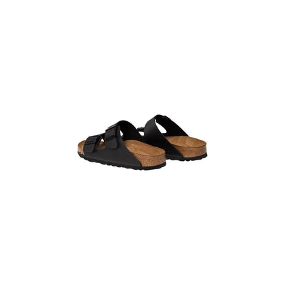 Black Synthetic Flat Sandals