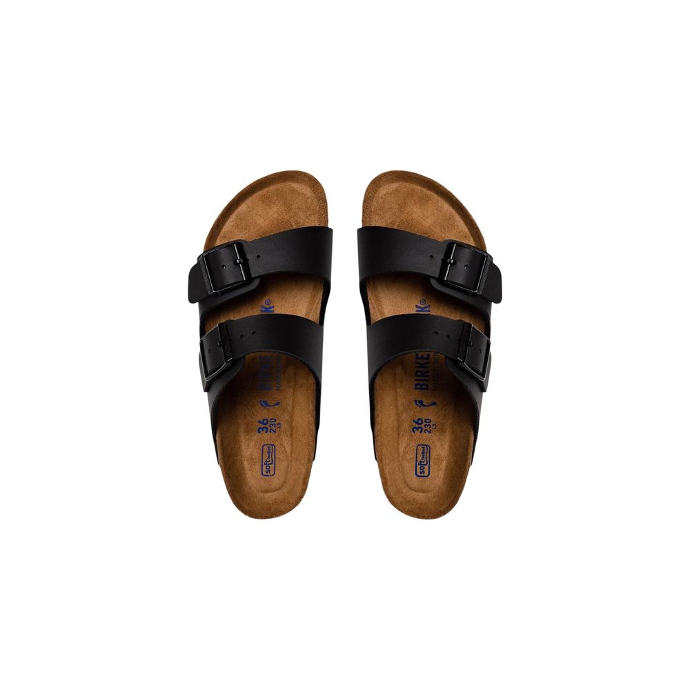 Black Synthetic Flat Sandals