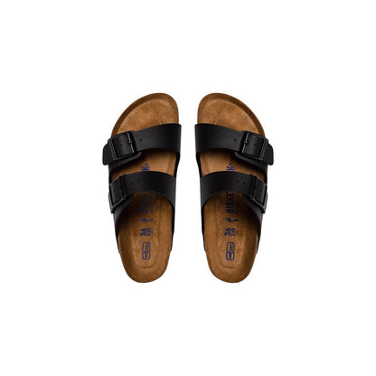 Black Synthetic Flat Sandals