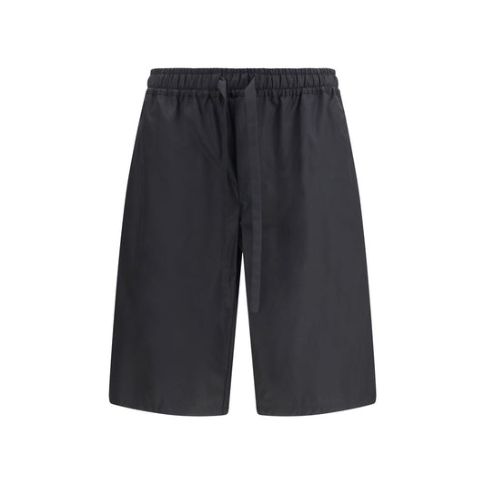 Black Cotton Bermuda Shorts