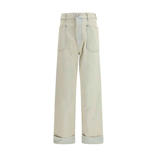 Beige Cotton Relaxed Fit Jeans