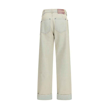 Beige Cotton Relaxed Fit Jeans