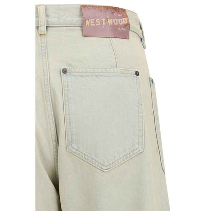 Beige Cotton Relaxed Fit Jeans
