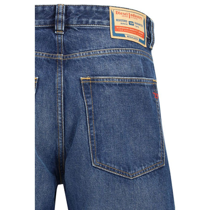 Blue Cotton Tapered Jeans