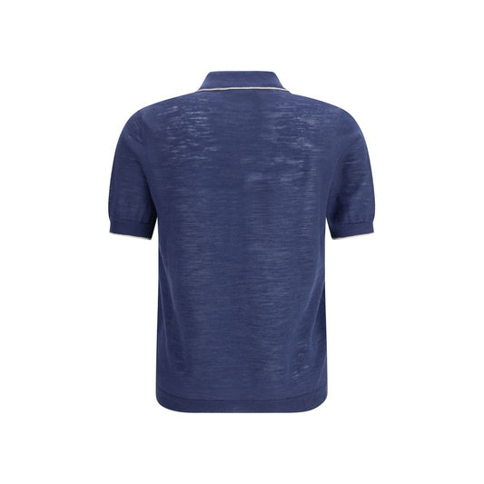 Blue Linen Polo Shirt