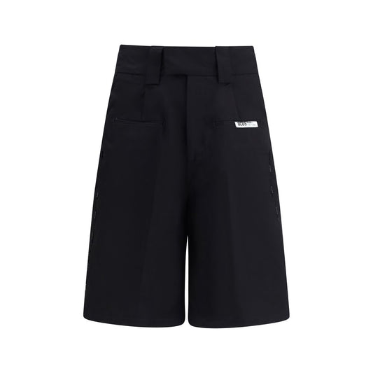 Black Cotton Bermuda Shorts