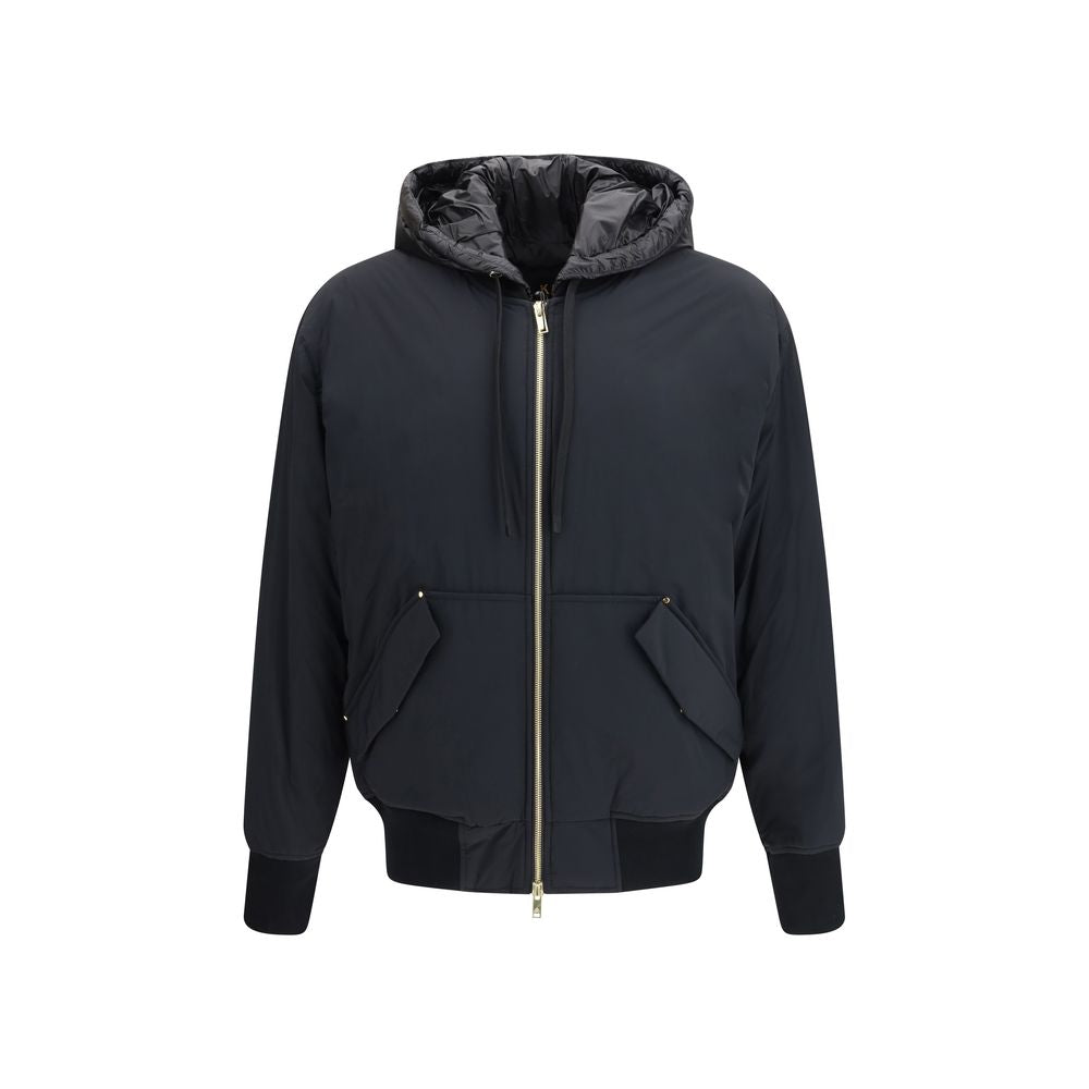 Black Nylon Bomber