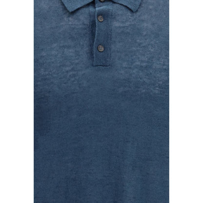 Blue Linen Polo Shirt