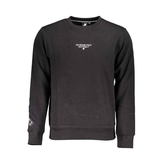 Black Cotton Men Sweatshirt