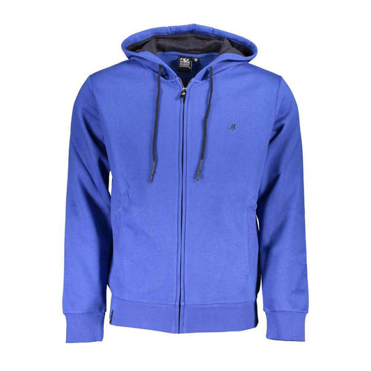 Blue Cotton Men Hoodie