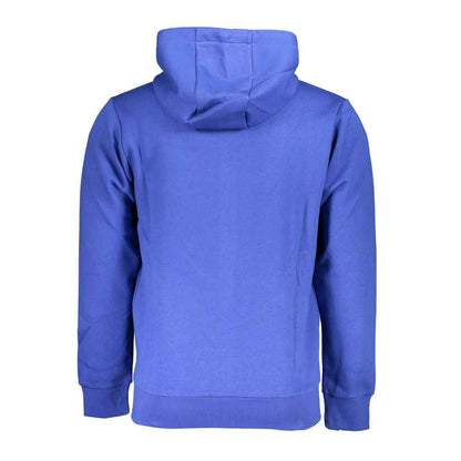 Blue Cotton Men Hoodie
