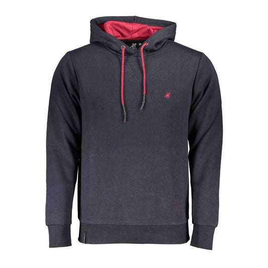 Blue Cotton Men Hoodie