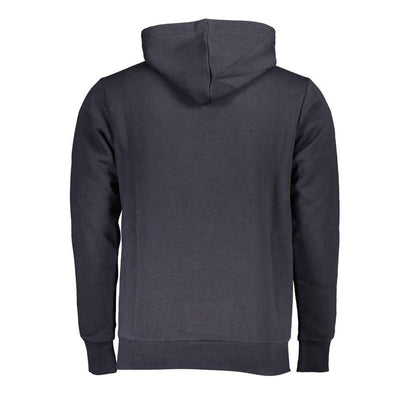 Blue Cotton Men Hoodie