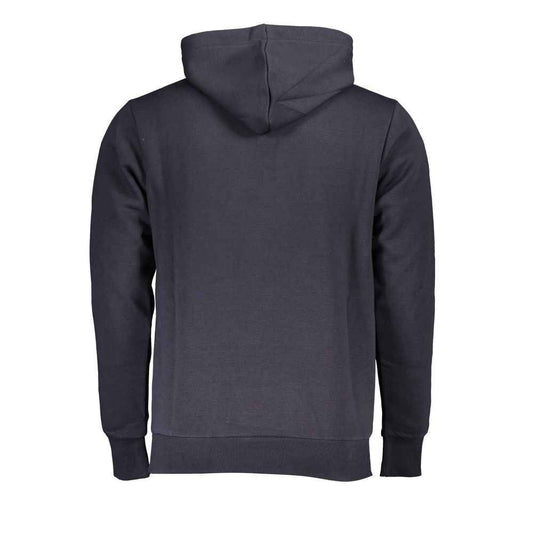 Blue Cotton Men Hoodie