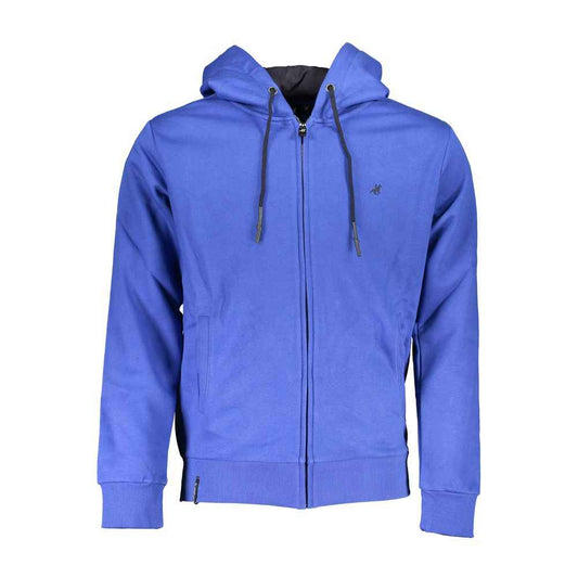 Blue Cotton Men Hoodie
