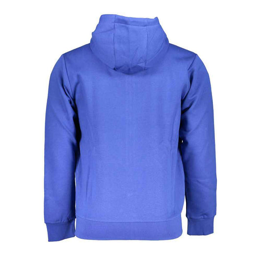 Blue Cotton Men Hoodie