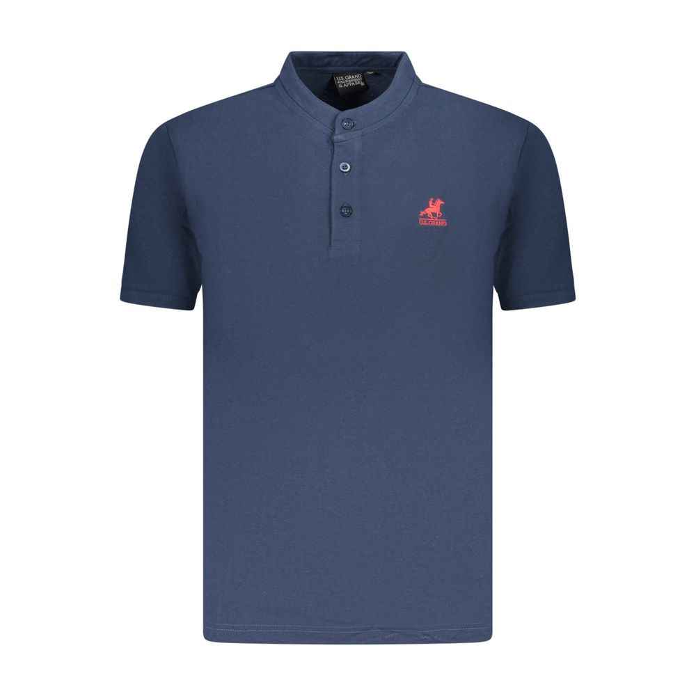 Blue Cotton Men Polo