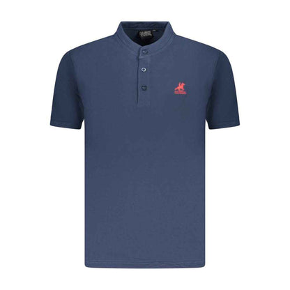 Blue Cotton Men Polo