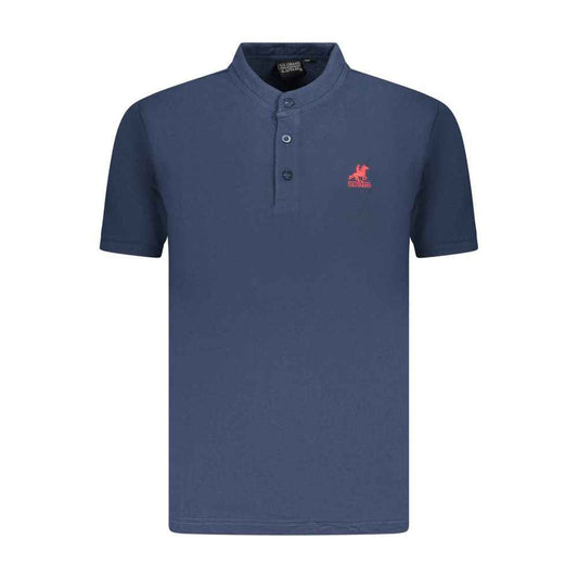 Blue Cotton Men Polo