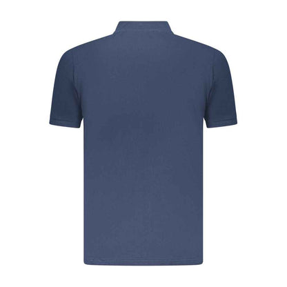 Blue Cotton Men Polo