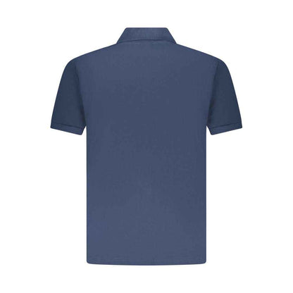 Blue Cotton Men Polo Shirt