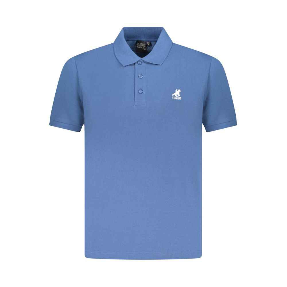 Blue Cotton Men Polo Shirt