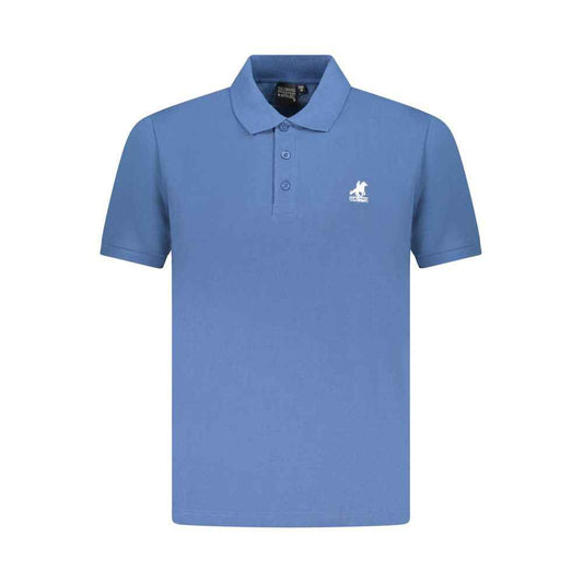 Blue Cotton Men Polo Shirt