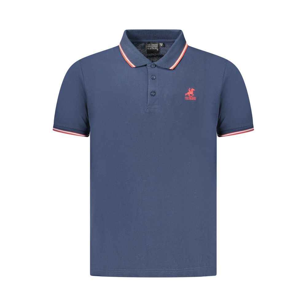 Blue Cotton Men Polo