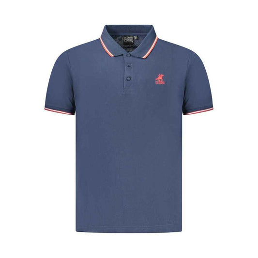 Blue Cotton Men Polo
