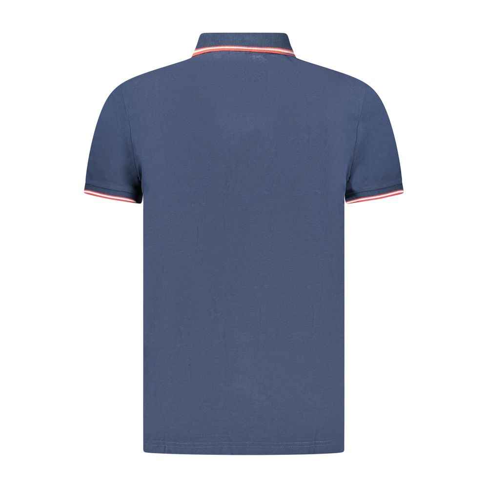 Blue Cotton Men Polo