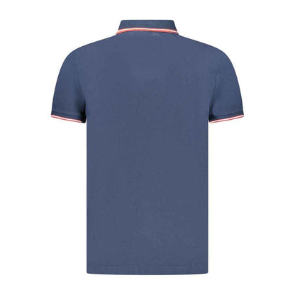 Blue Cotton Men Polo