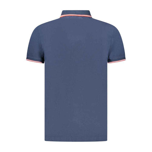 Blue Cotton Men Polo