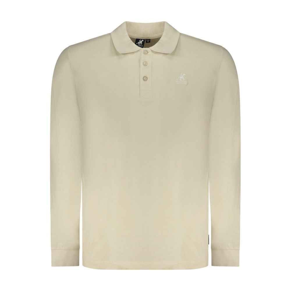 Beige Cotton Men Polo Shirt