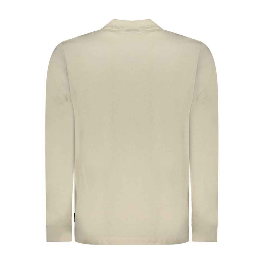 Beige Cotton Men Polo Shirt