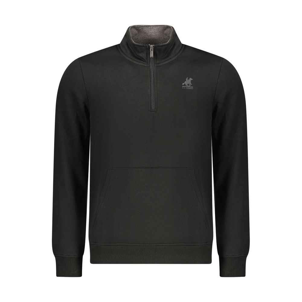 Black Polyester Men Sweatshirt