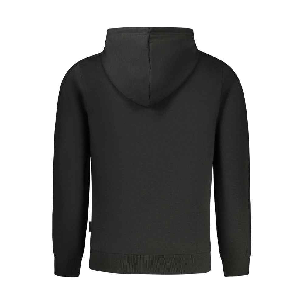 Black Cotton Men Hoodie