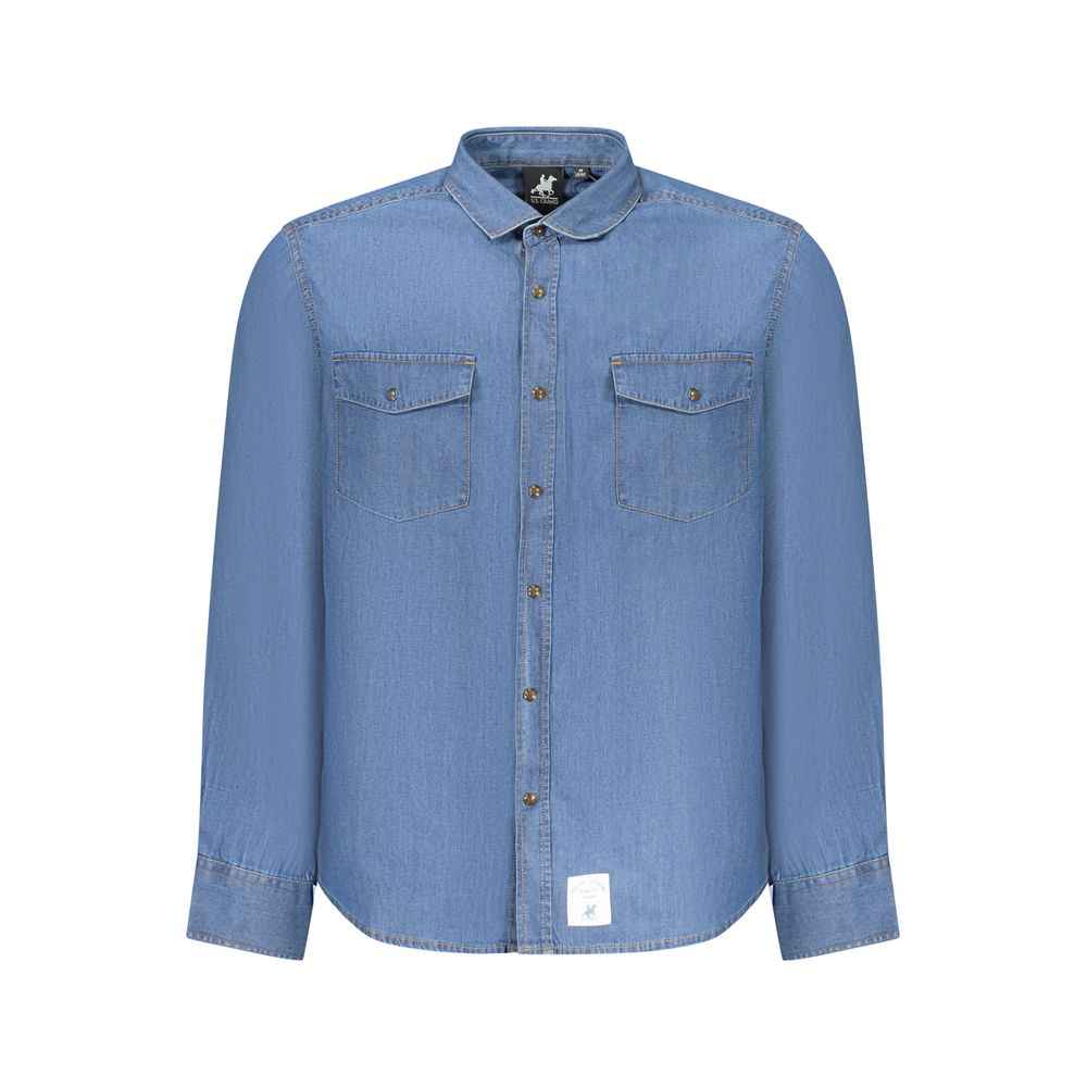 Blue Cotton Men Shirt