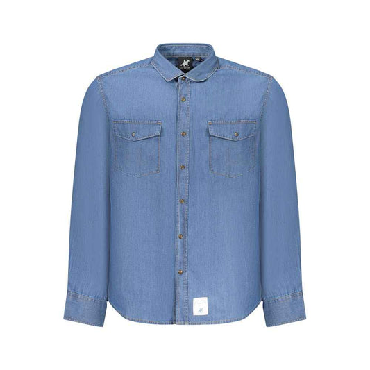 Blue Cotton Men Shirt