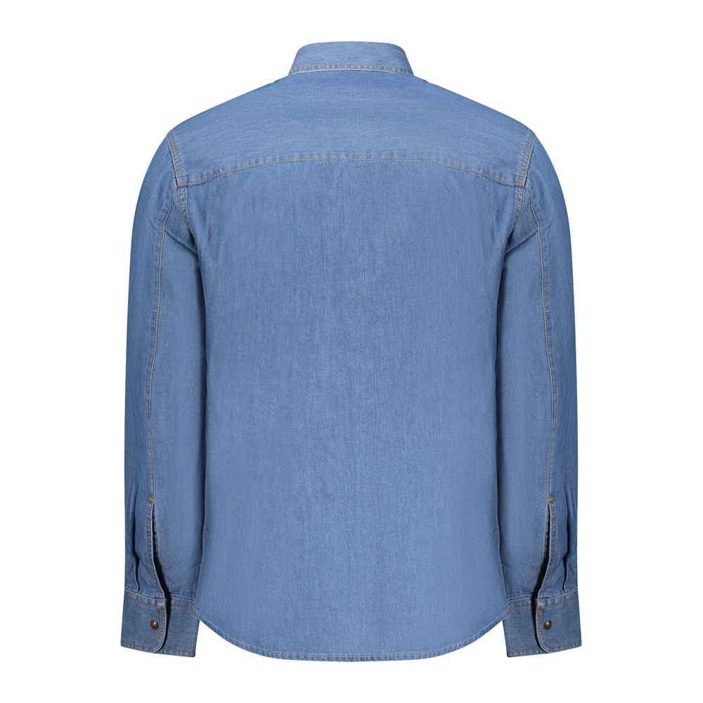 Blue Cotton Men Shirt