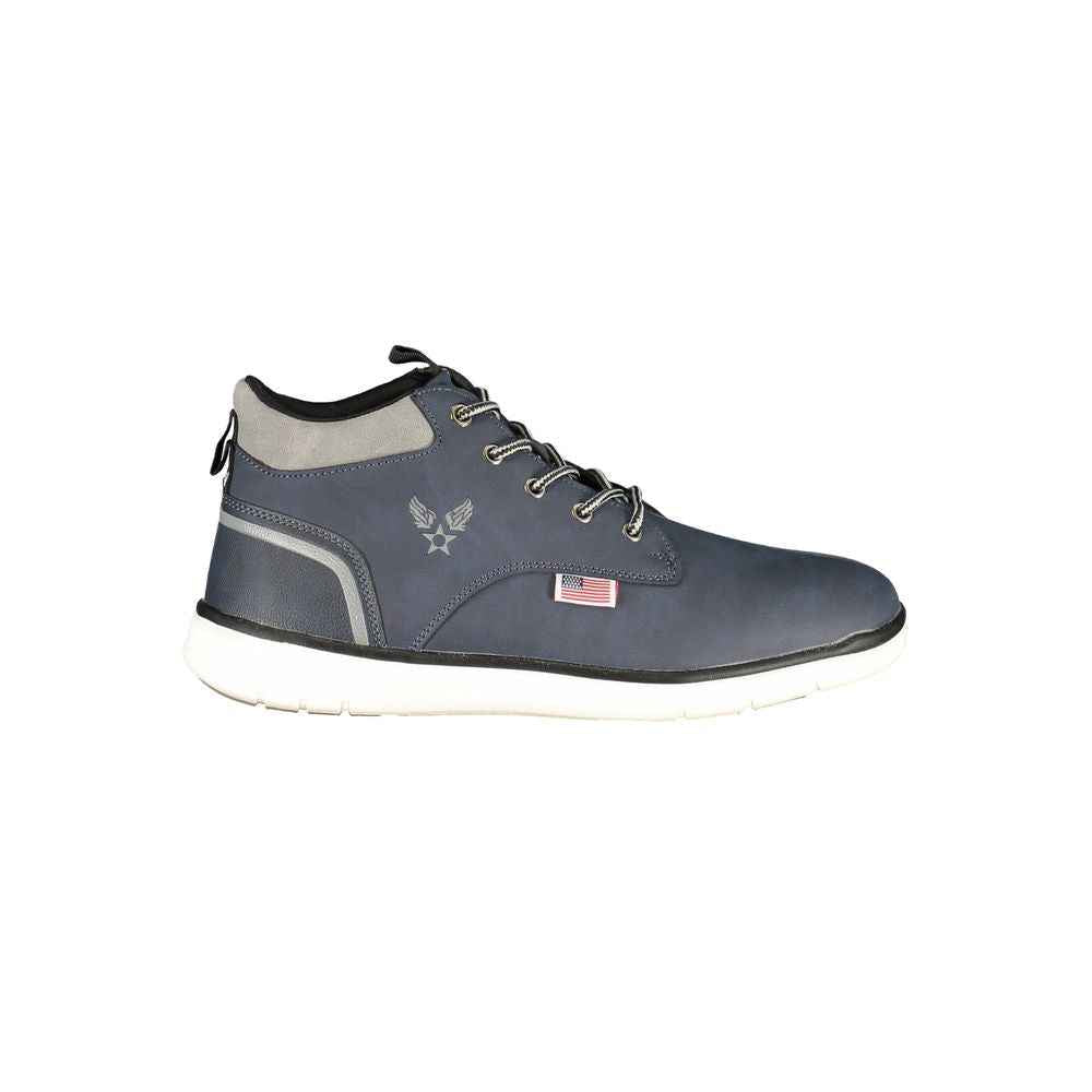 Blue Polyurethane Men Ankle Boot