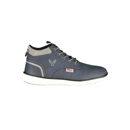 Blue Polyurethane Men Ankle Boot
