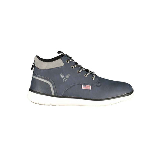 Blue Polyurethane Men Ankle Boot