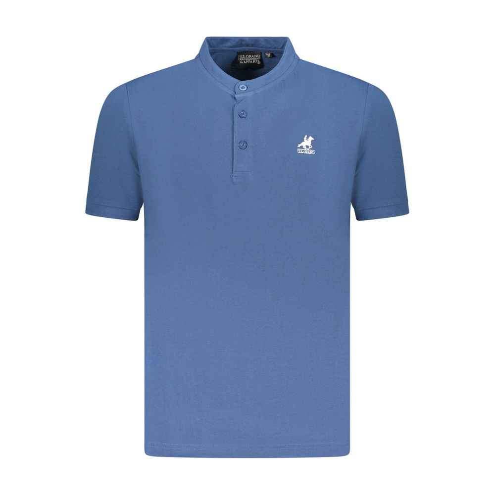 Blue Cotton Men Polo Shirt
